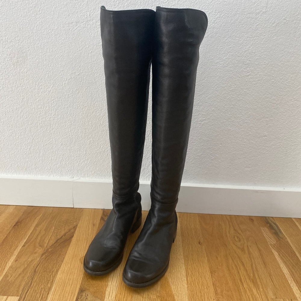 Stuart Weitzman 50/50 Boot in Black Leather